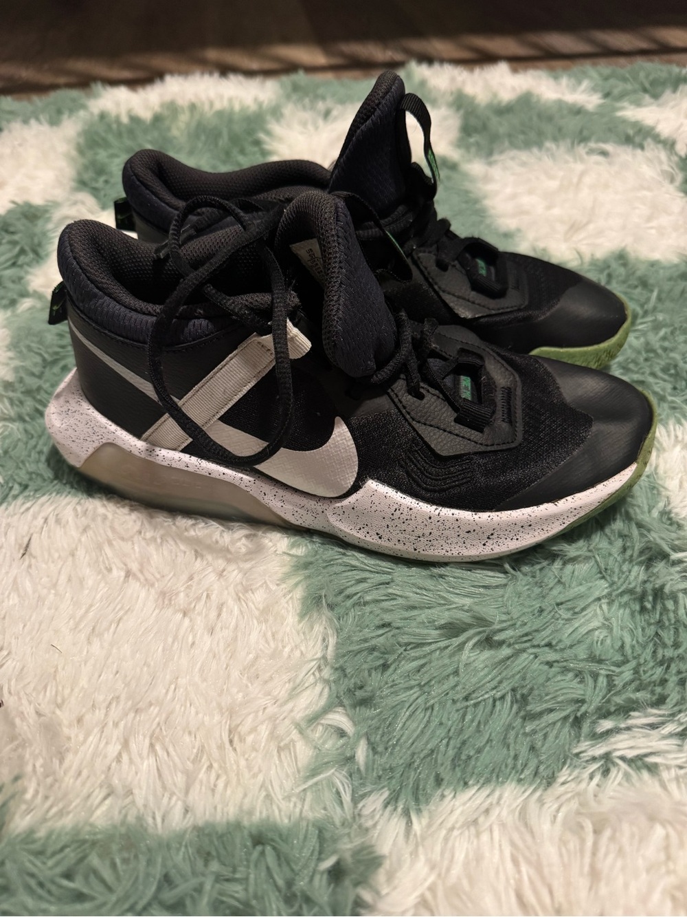 Nike Kids' Black, White and Green High-Top Sneakers